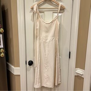 Ulla Johnson 100% Silk Cream Off White Midi Dress Sleeveless with Tie Straps 4